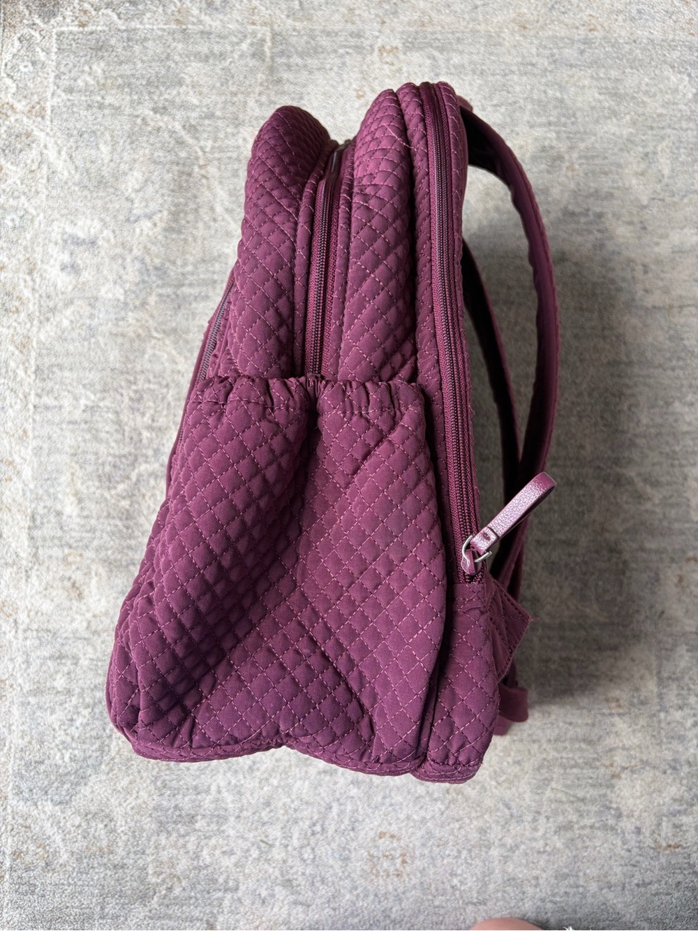 Vera Bradley Campus Backpack Microfiber Quilted Mulled Berry contrasting Lining - Picture 5 of 11